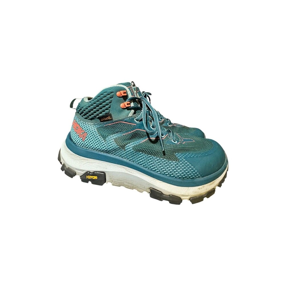 Hoka One One Hiking Shoes Trail Running Vibram Event Sky Toa Aqua Womens US 10.5